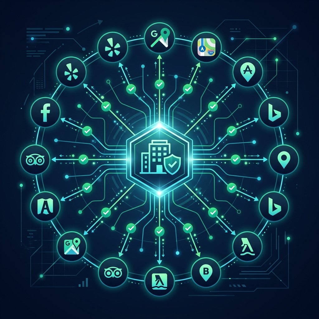 Citation building and NAP synchronization network diagram across directories